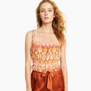 NWT Bar III Saharan Sunset Smocked Tie-Strap Top Women's Size XL